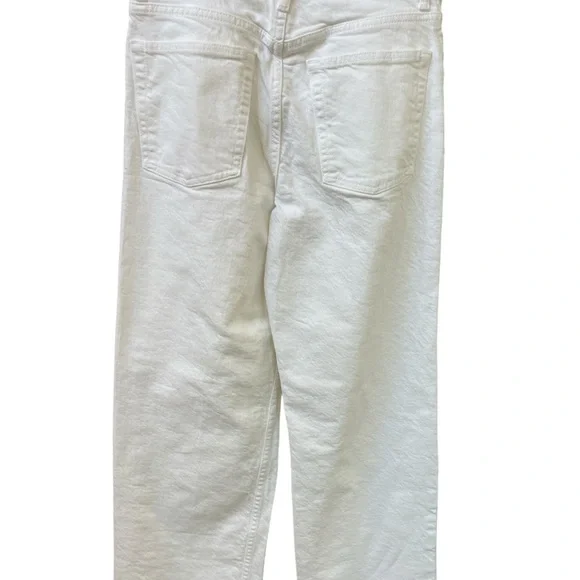 Zara White jeans high-rise wide leg copper colored hardware size 4 denim - Picture 2 of 4